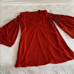 Zara Burnt Orange Bell Sleeve Dress